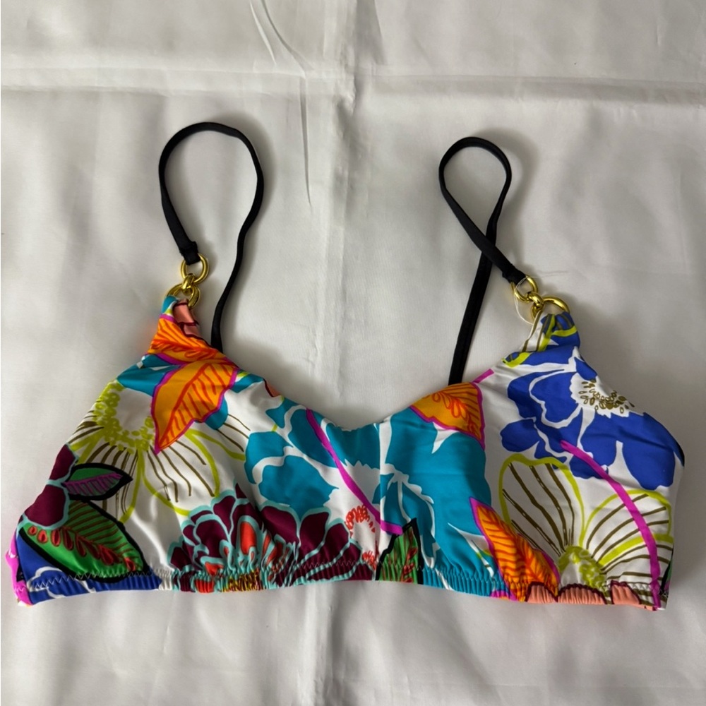 Trina Turk Floral Print Multicolored Bikini Top